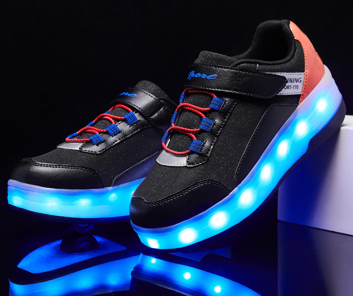 LED Roller Shoes PU Wheels shoes Black