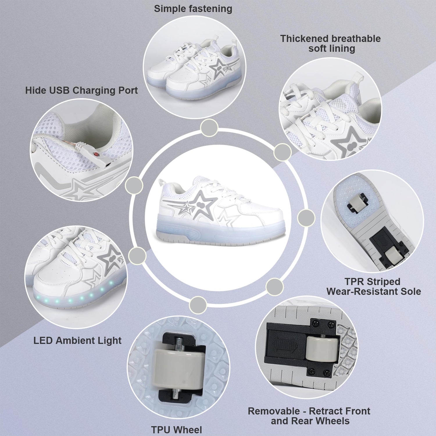 LED Mesh Roller shoes Light up Rechargeable Shoes