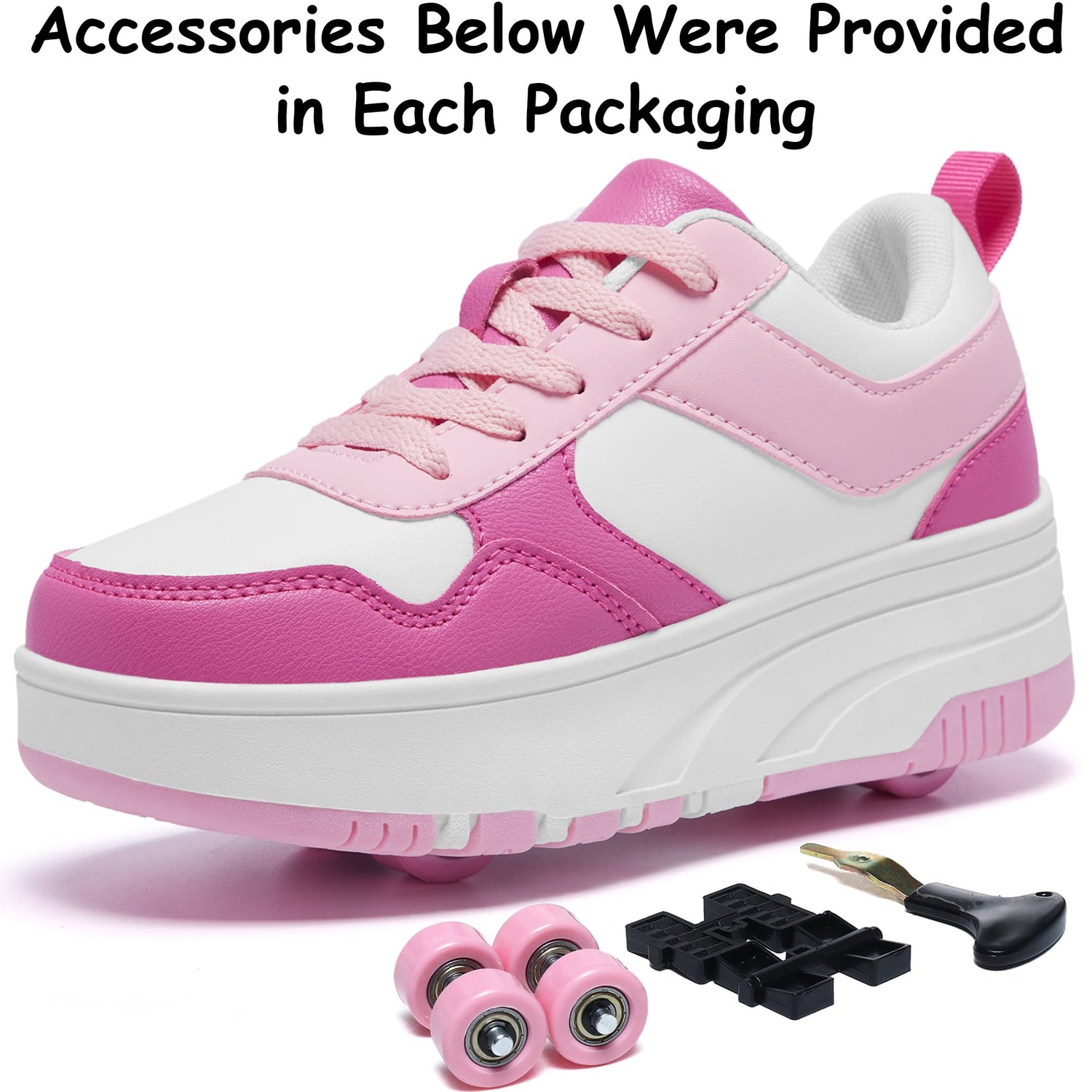4 Wheels Roller Shoes PU Wheels shoes Pink
