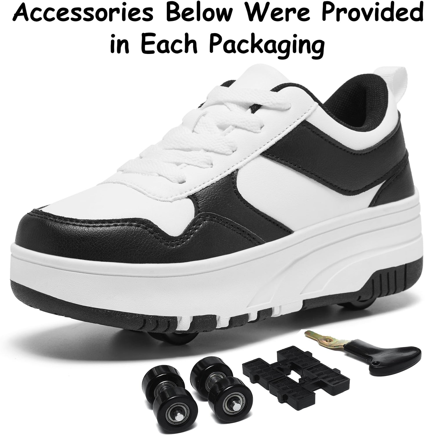 4 Wheels Roller Shoes PU Wheels shoes Black