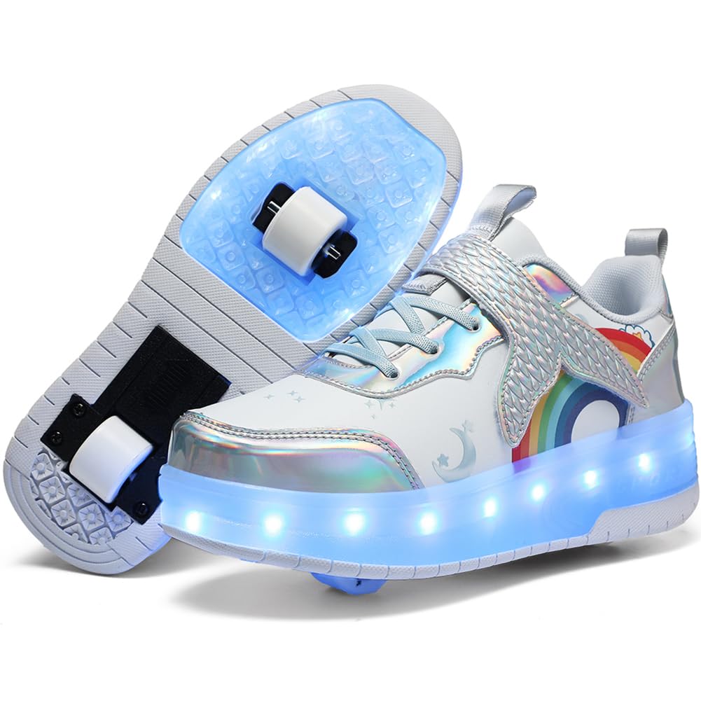 LED Roller Shoes PU Wheels shoes Silver