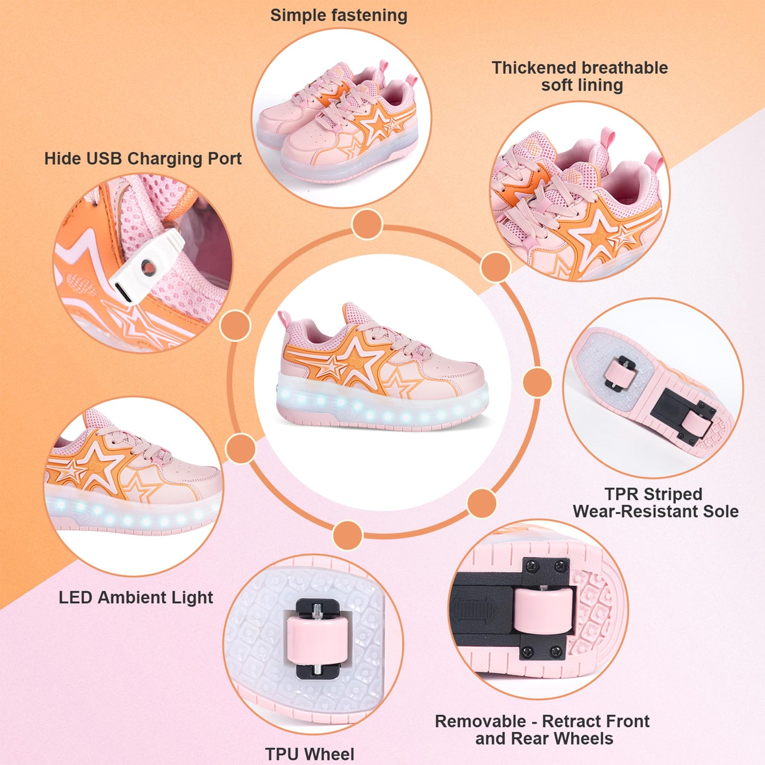 LED Roller shoes Light up Rechargeable Shoes