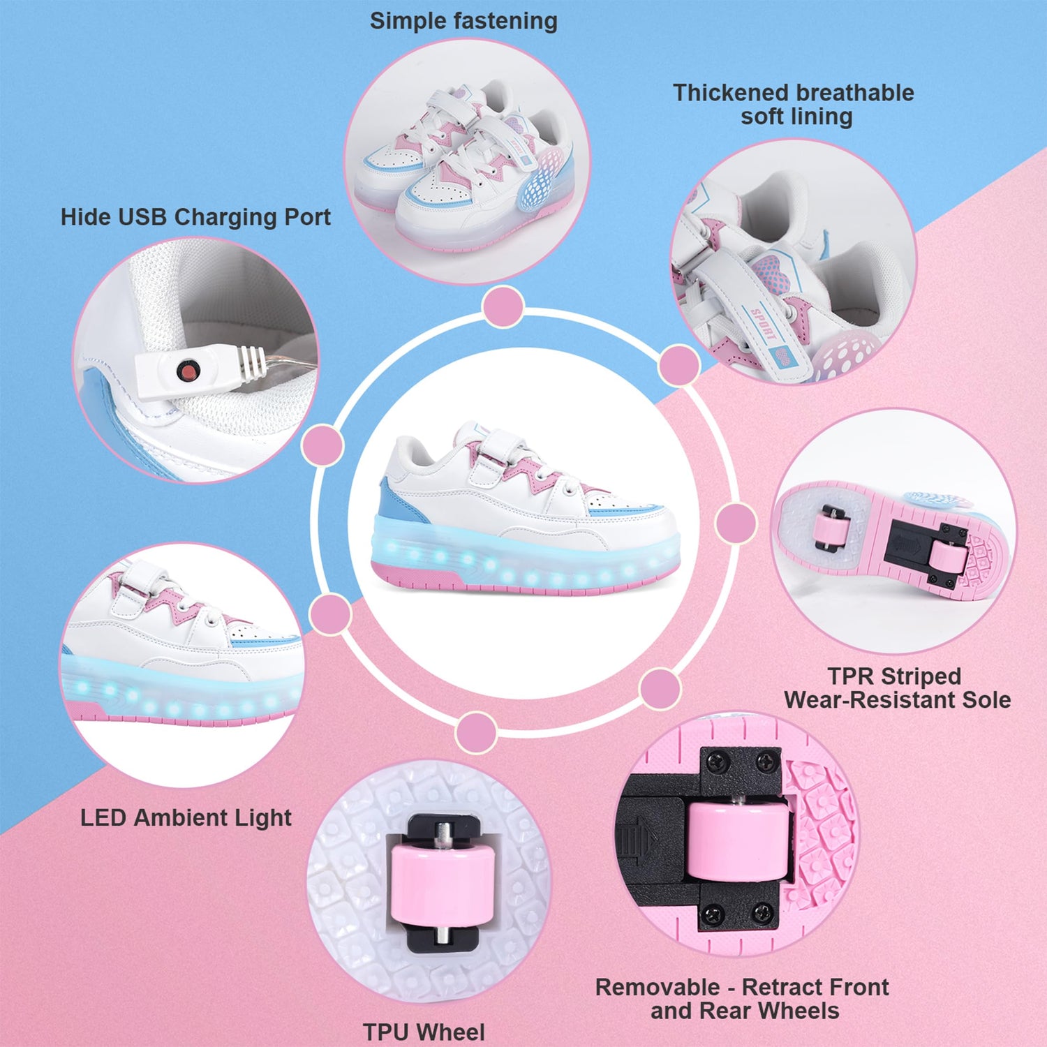 LED Roller shoes Light up Rechargeable Shoes