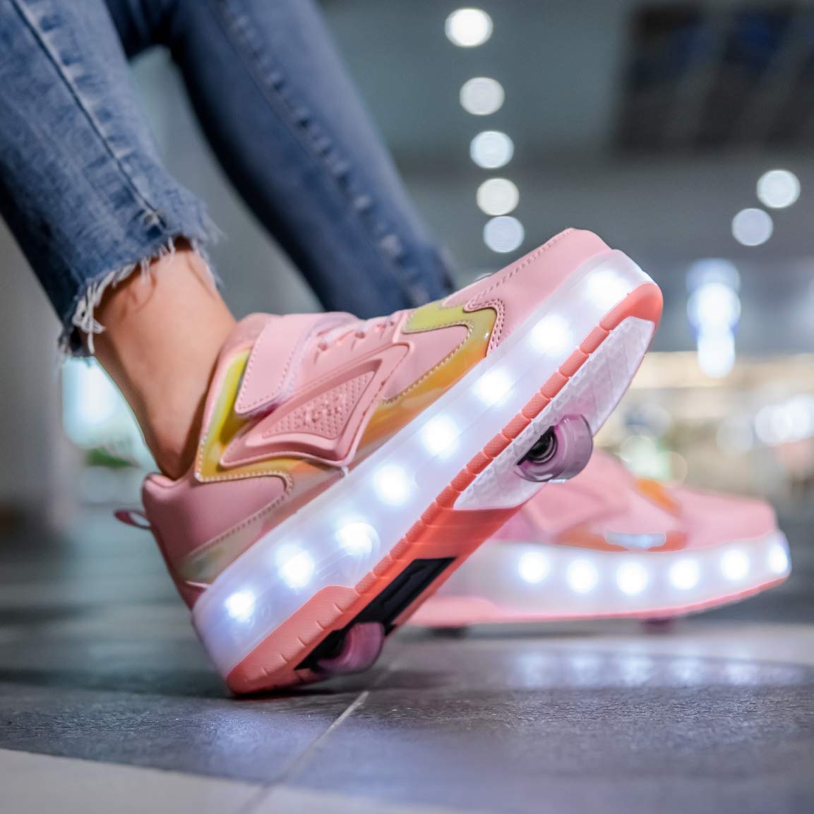 LED Roller Shoes PU Wheels shoes Pink