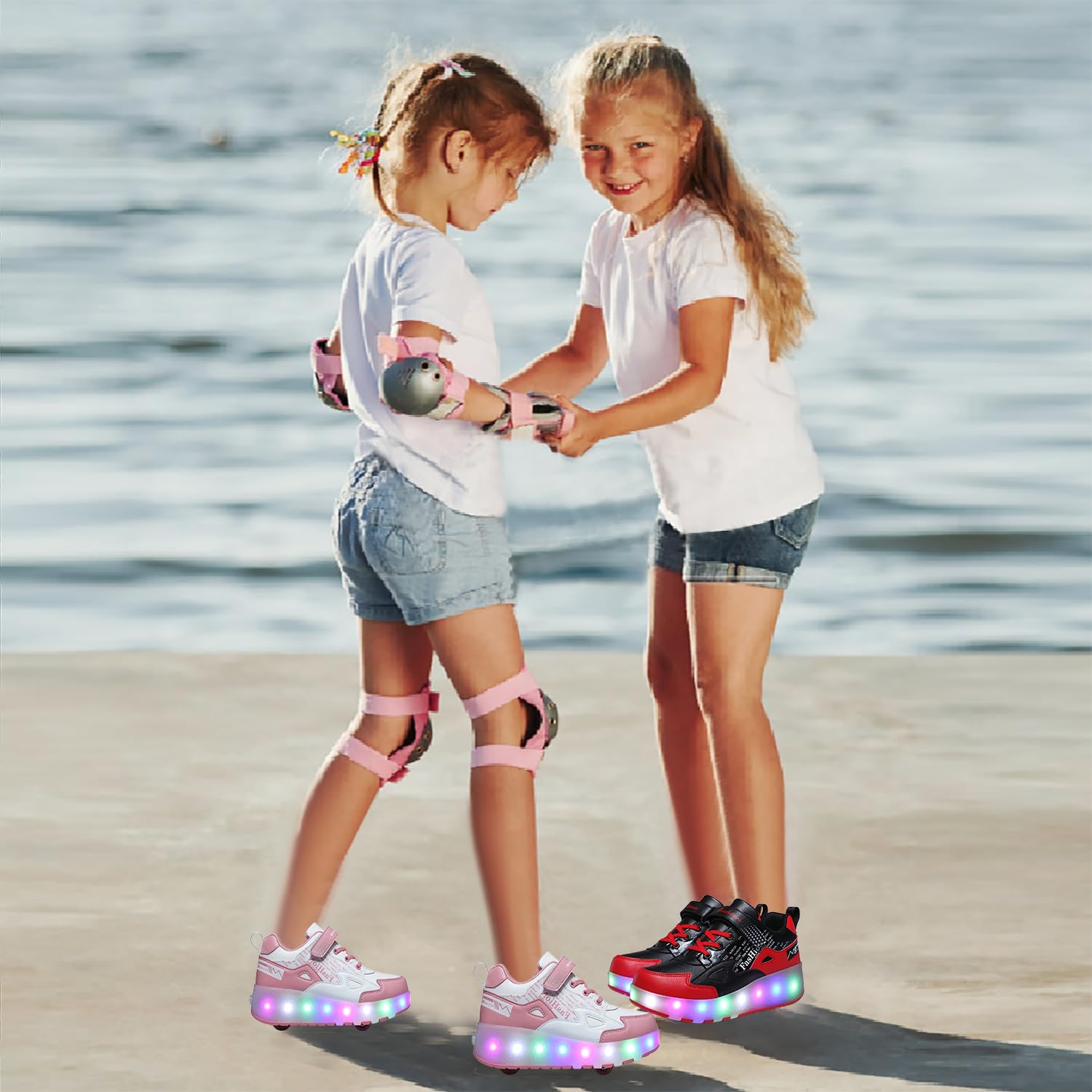 LED Roller Shoes PU Wheels shoes Red