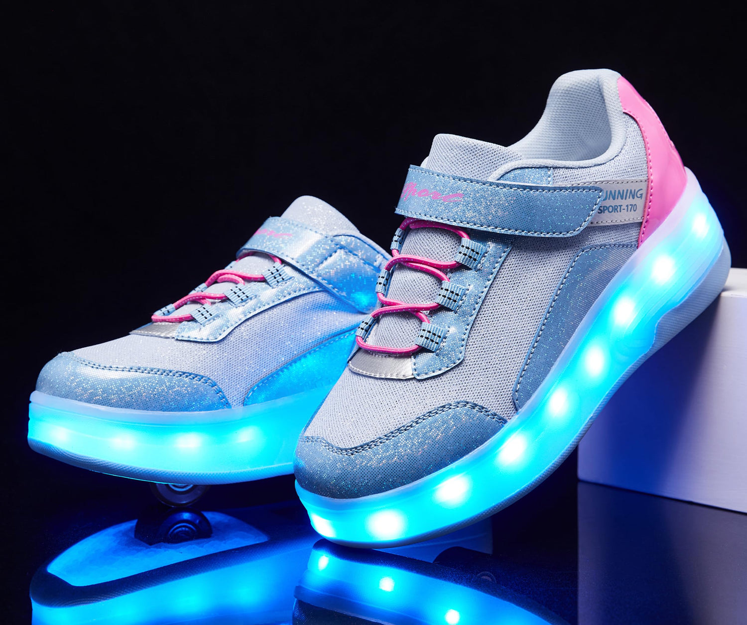 LED Roller Shoes PU Wheels shoes Blue