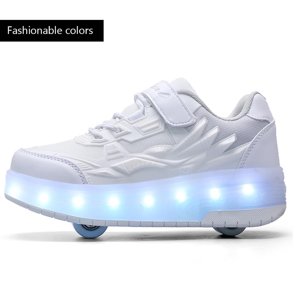 LED Roller Shoes PU Wheels shoes White