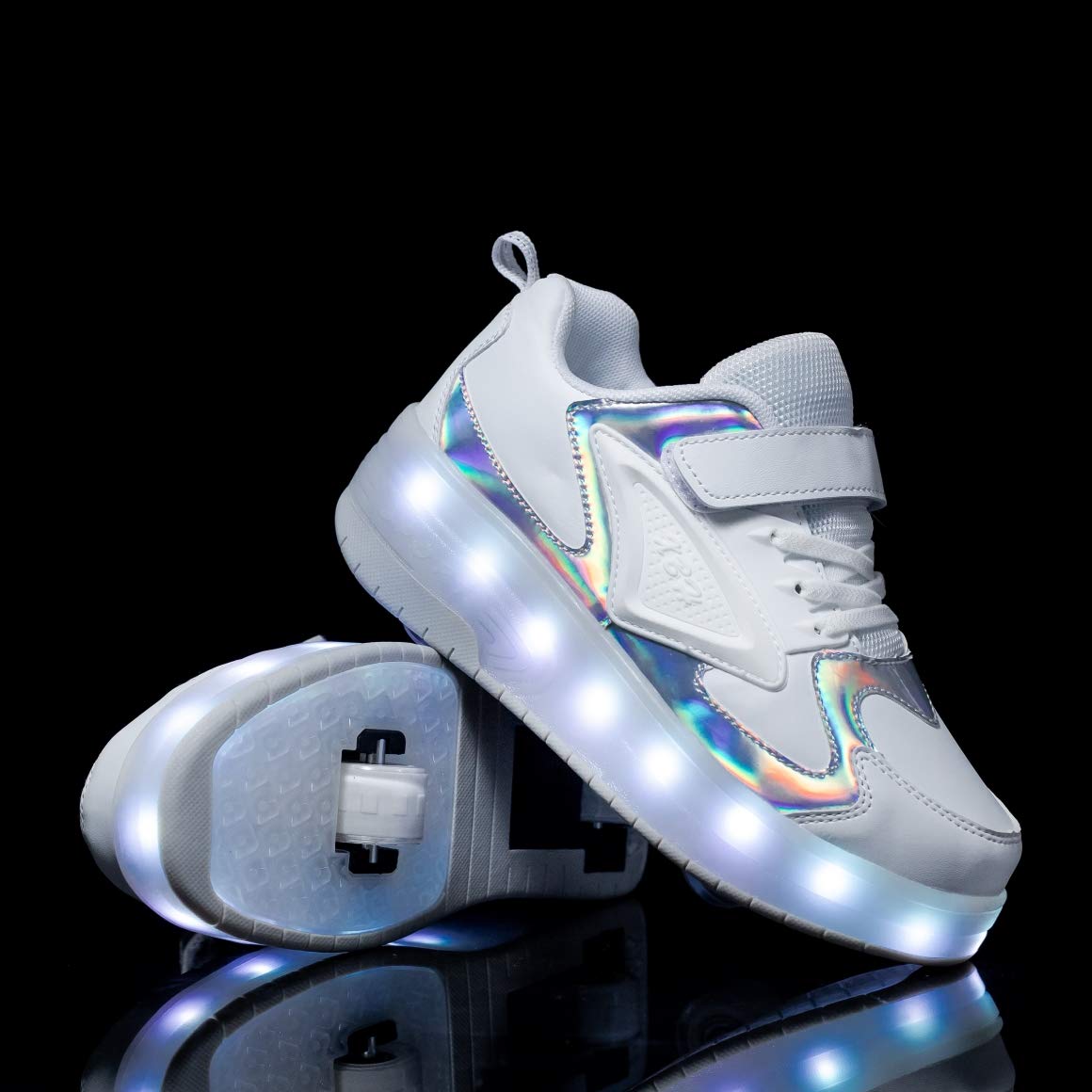 LED Roller Shoes PU Wheels shoes White