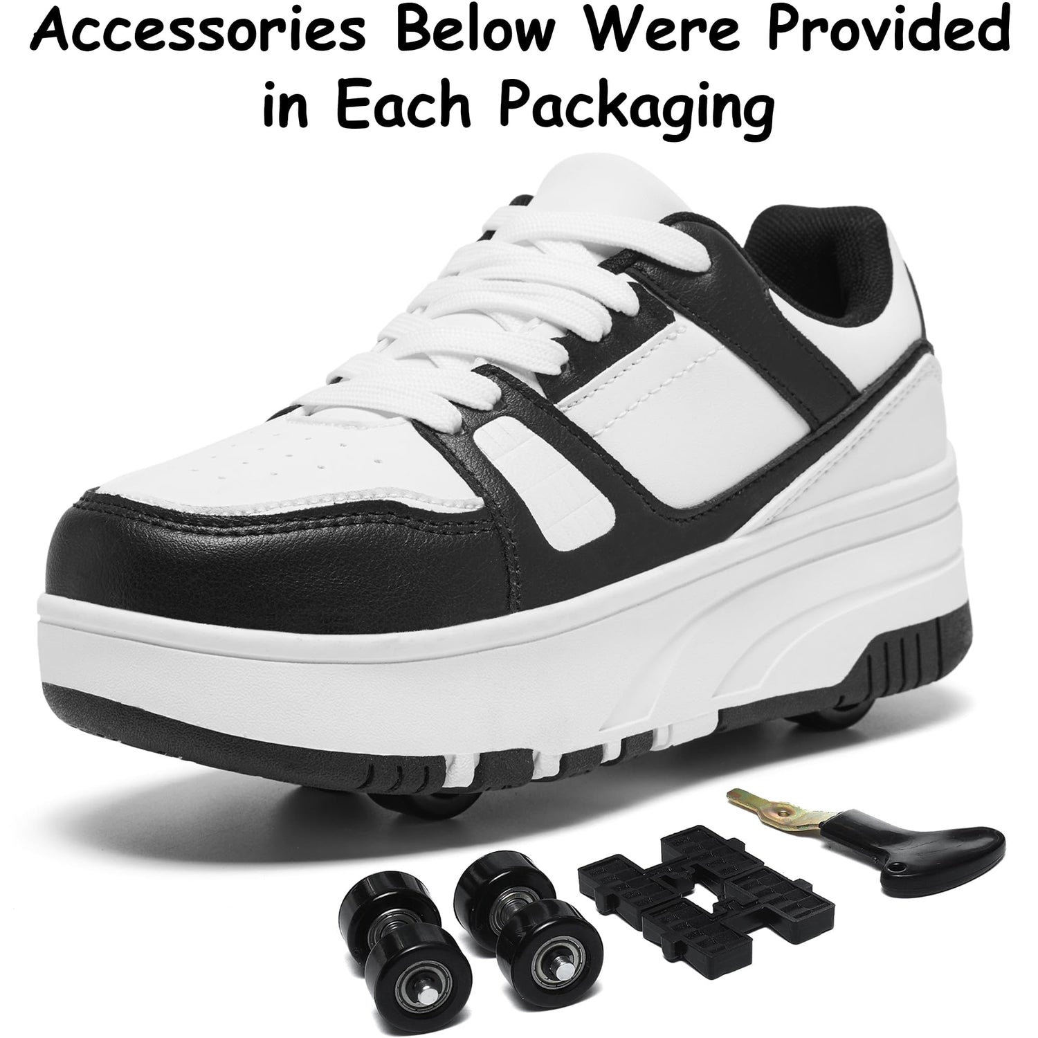 4 Wheels Roller Shoes PU Wheels shoes Black