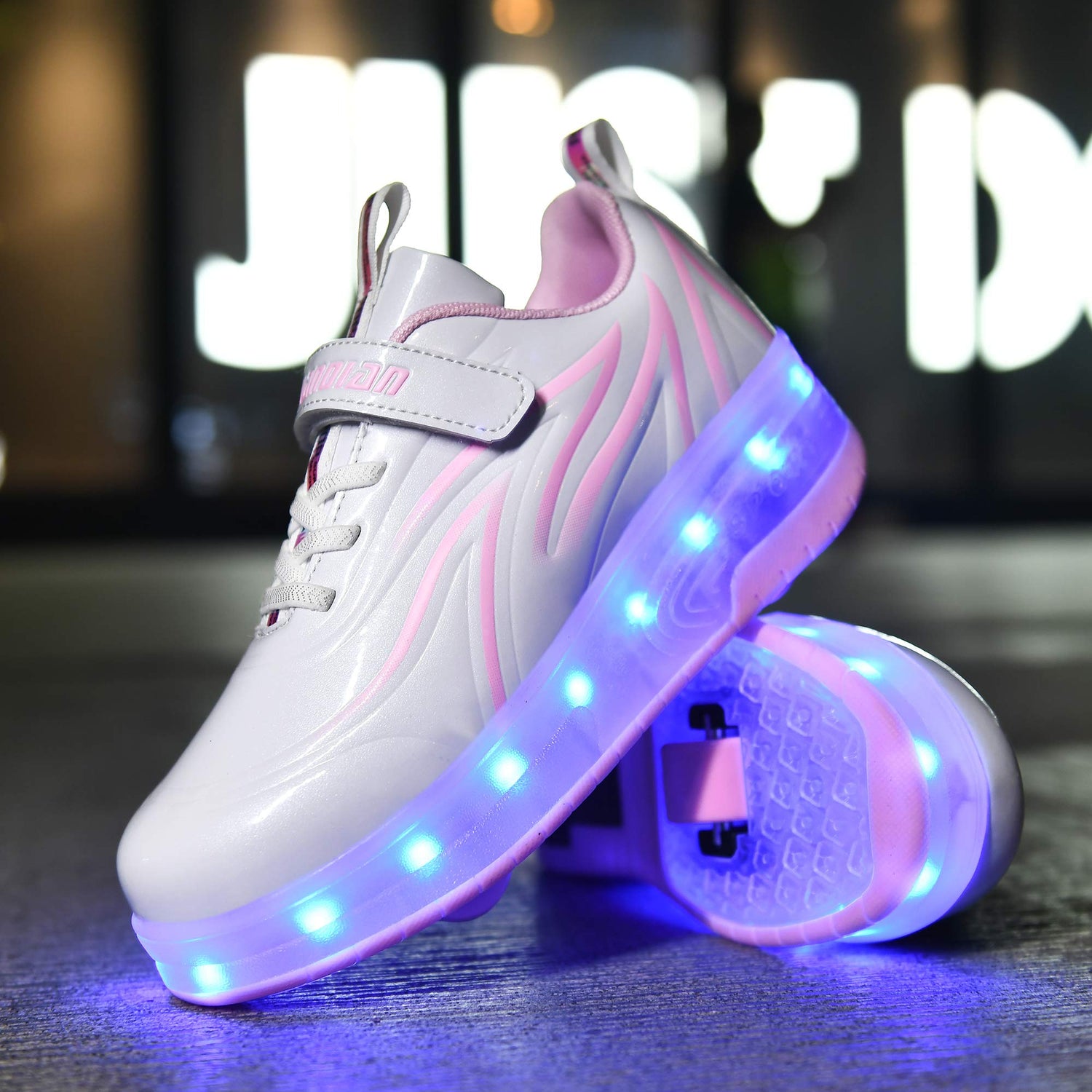 LED Roller Shoes PU Wheels shoes White