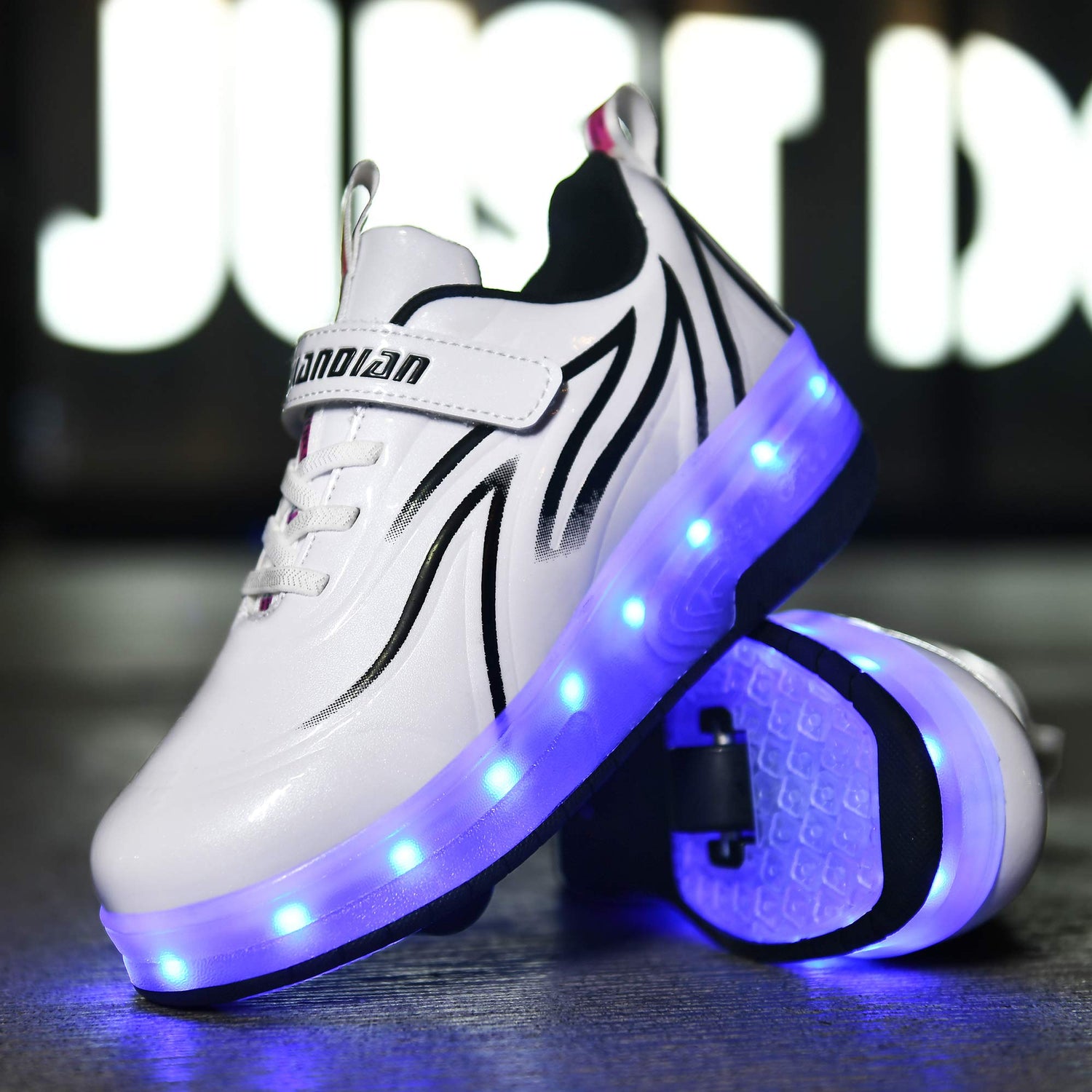 LED Roller Shoes PU Wheels shoes Black