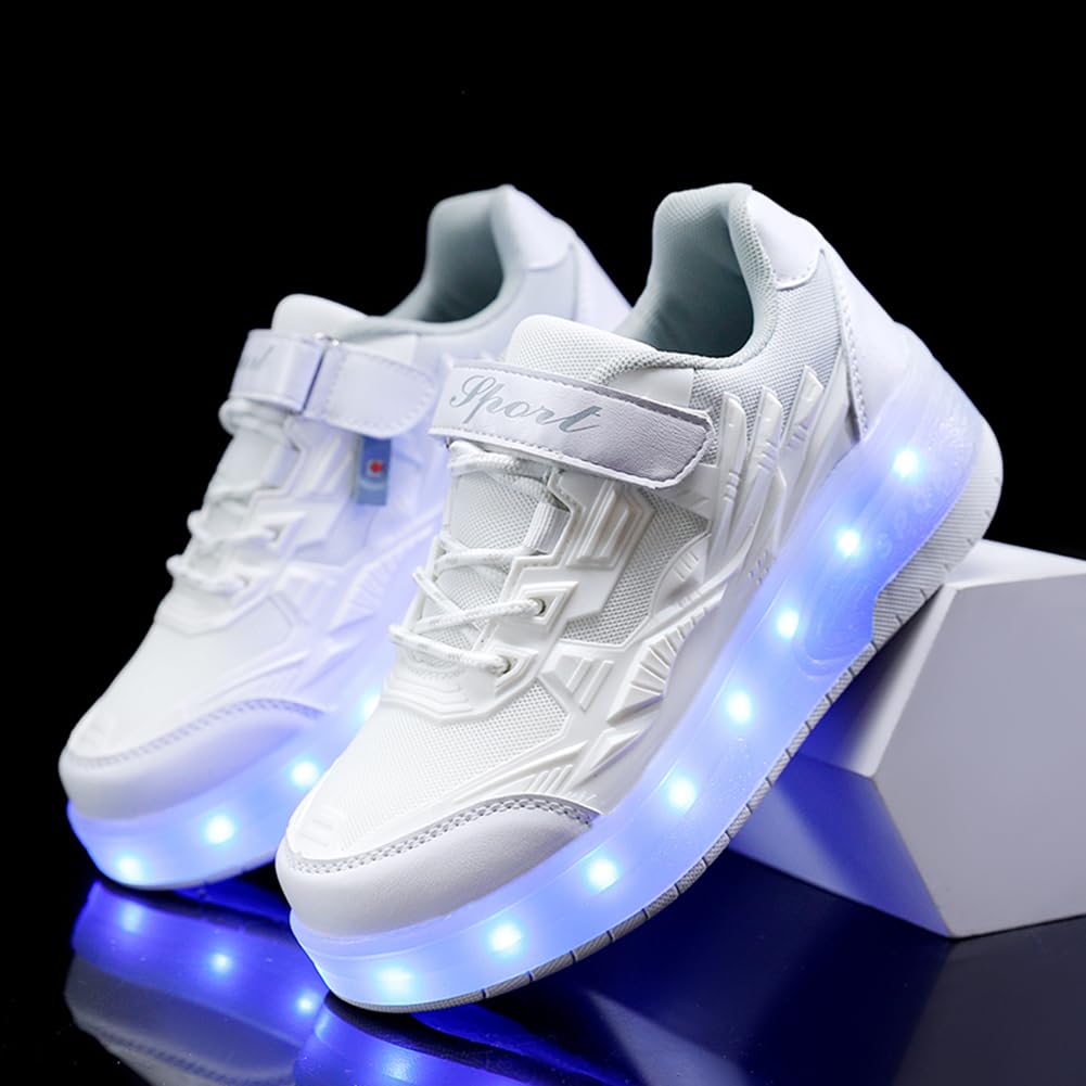 LED Roller Shoes PU Wheels shoes White