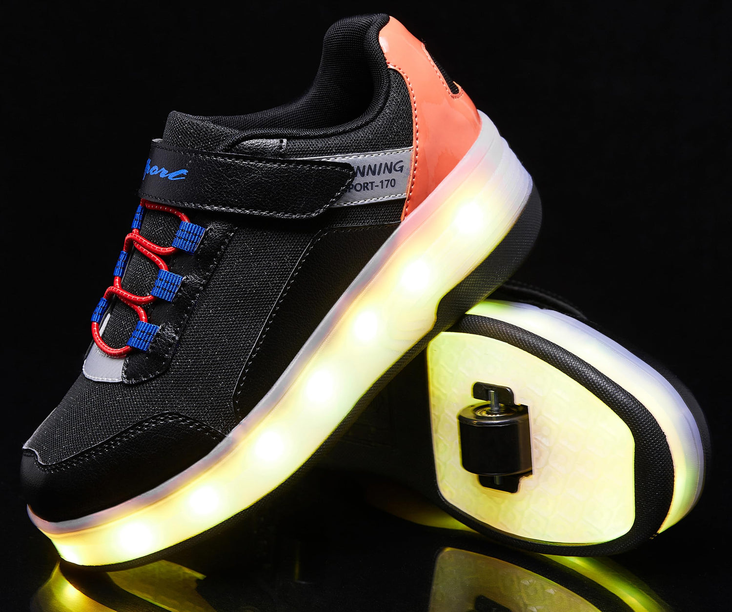 LED Roller Shoes PU Wheels shoes Black