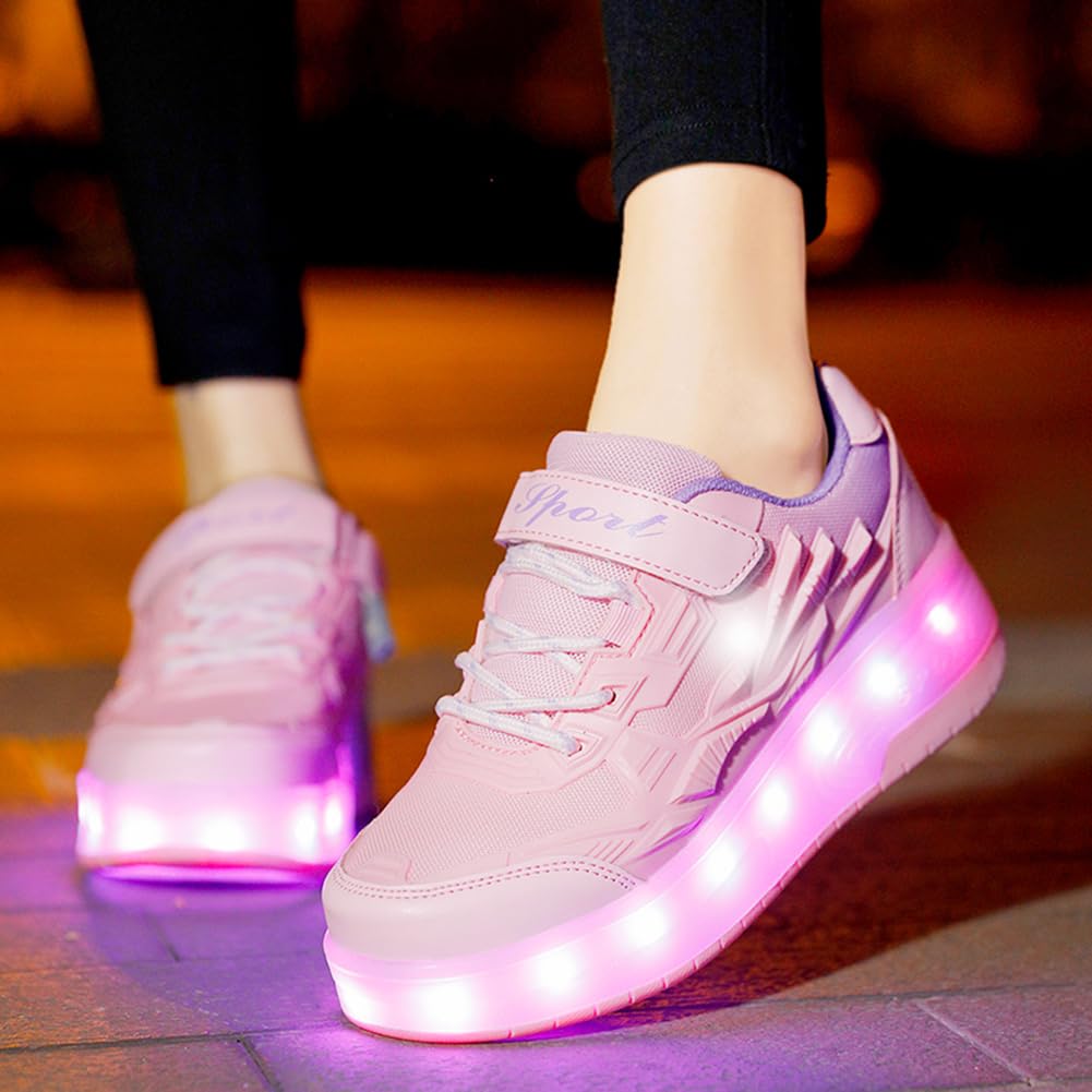 LED Roller Shoes PU Wheels shoes Pink