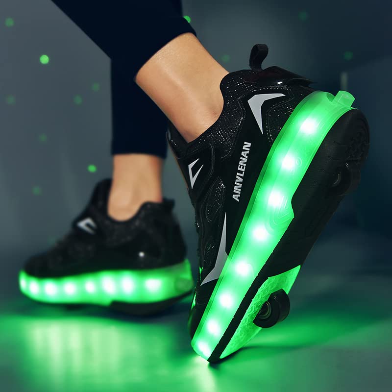 LED Roller Shoes PU Wheels shoes Black