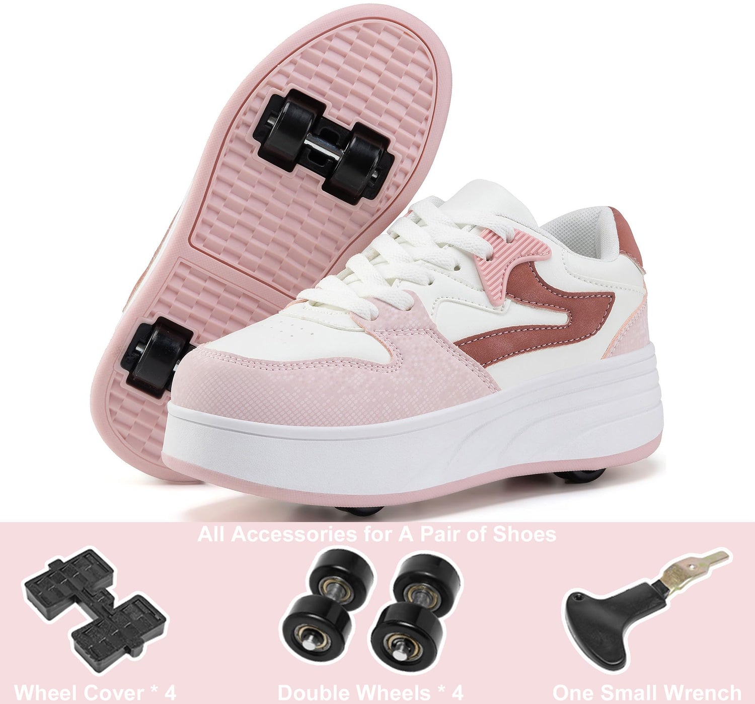 4 Wheels Roller Shoes PU Wheels shoes Pink