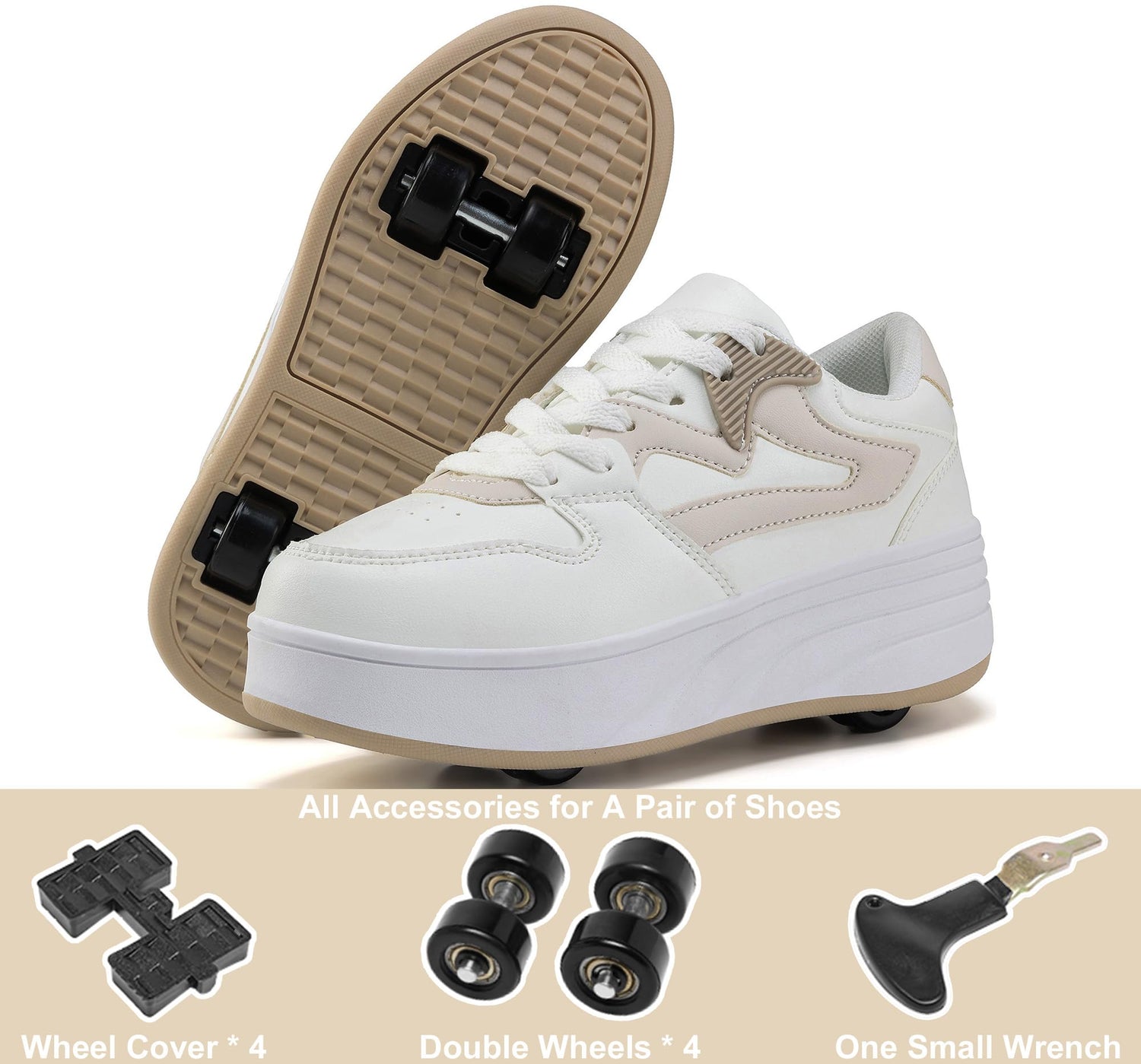 4 Wheels Roller Shoes PU Wheels shoes Brown