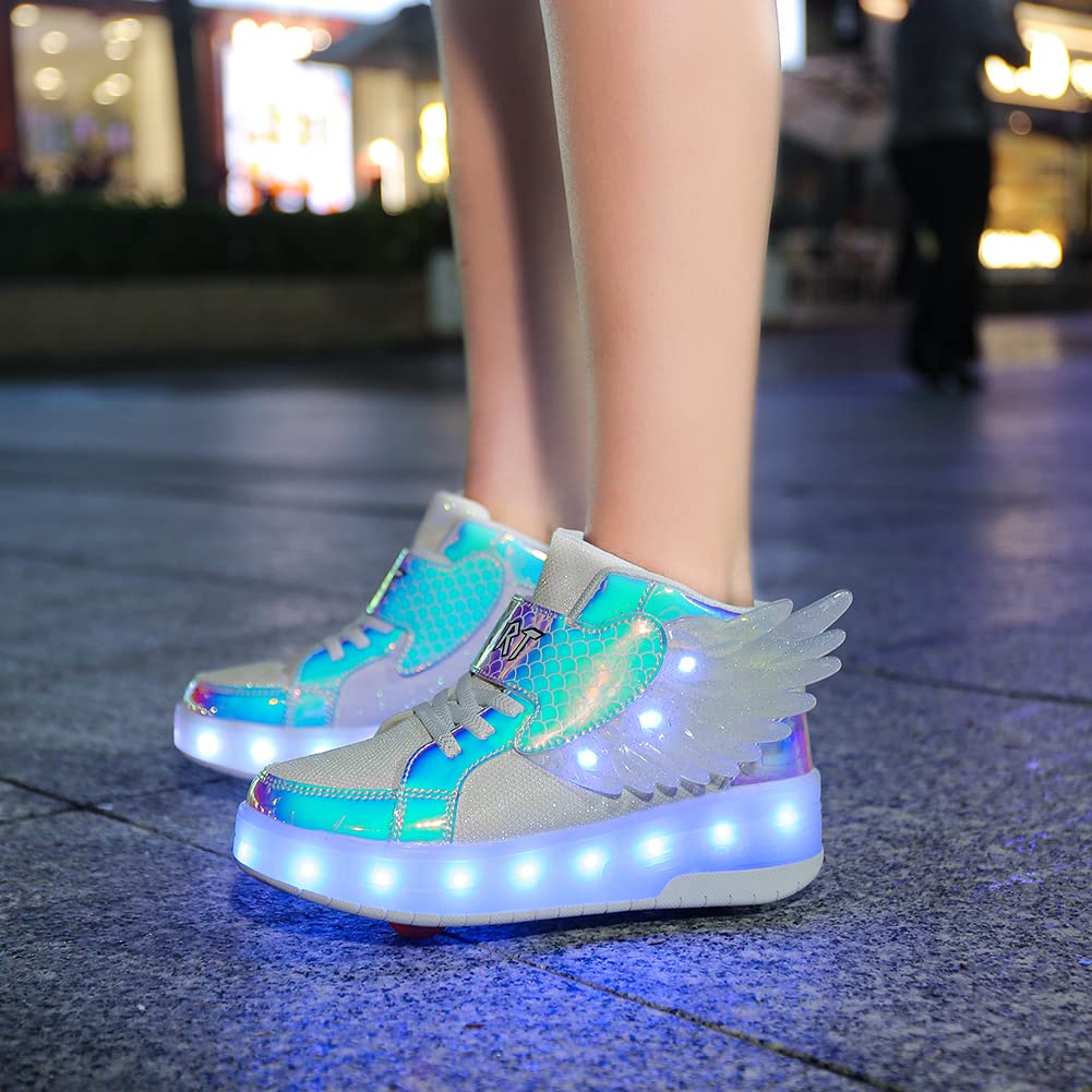 LED Roller Shoes PU Wheels shoes White