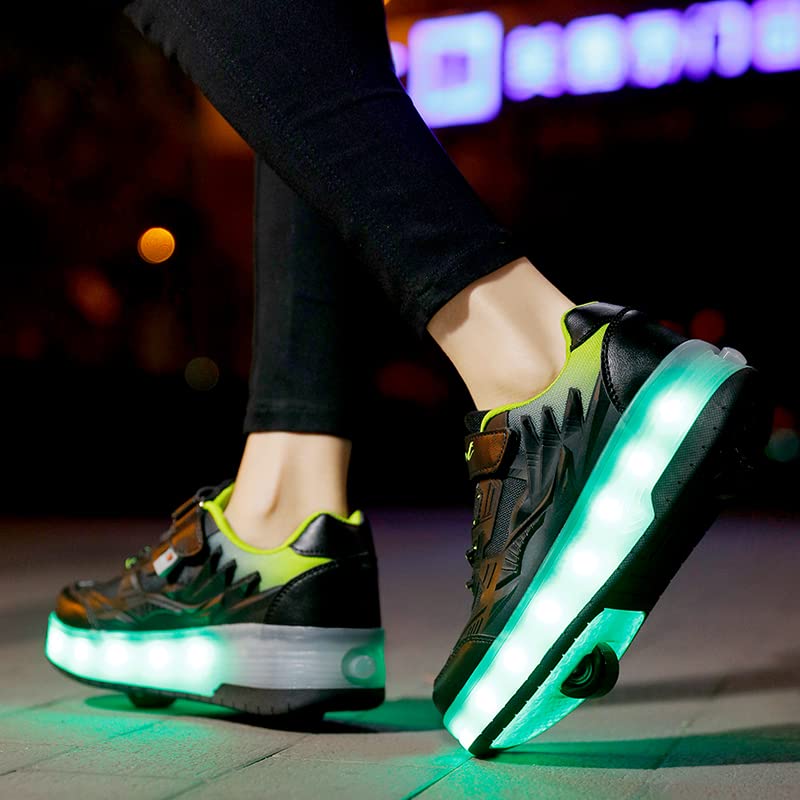 LED Roller Shoes PU Wheels shoes Black