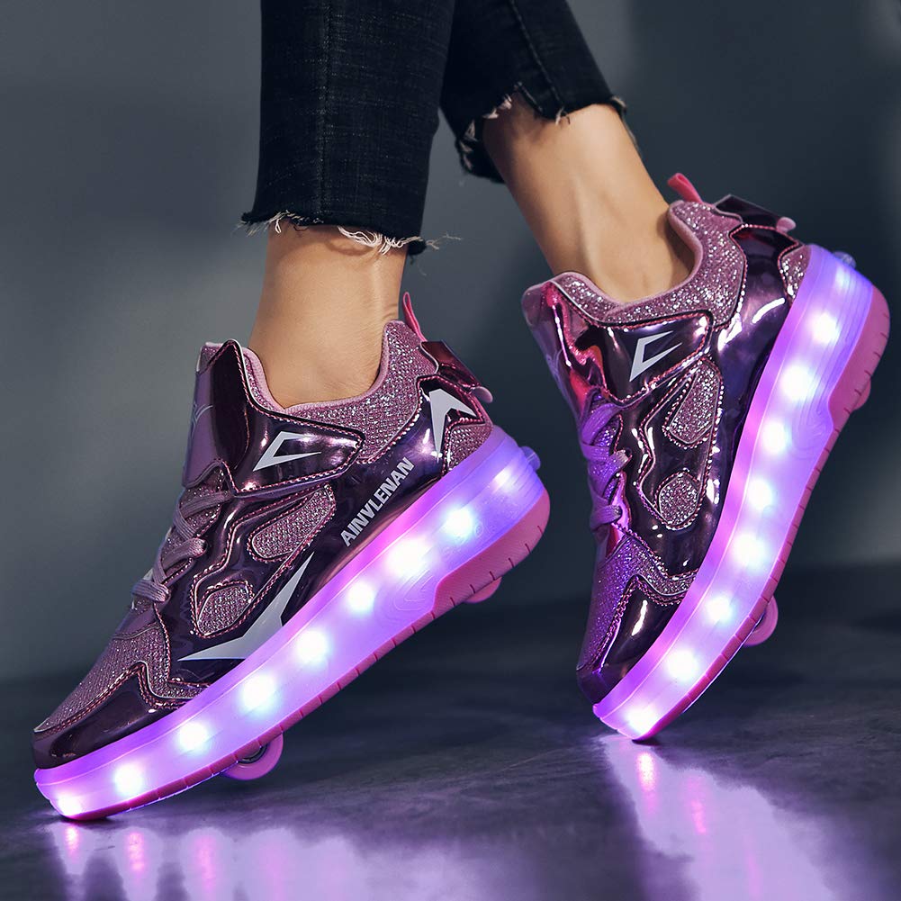 LED Roller Shoes PU Wheels shoes Pink
