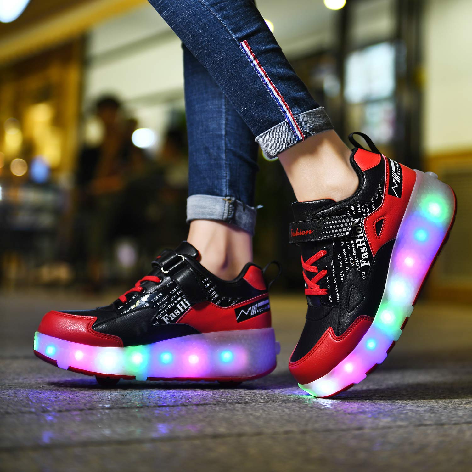 LED Roller Shoes PU Wheels shoes Red