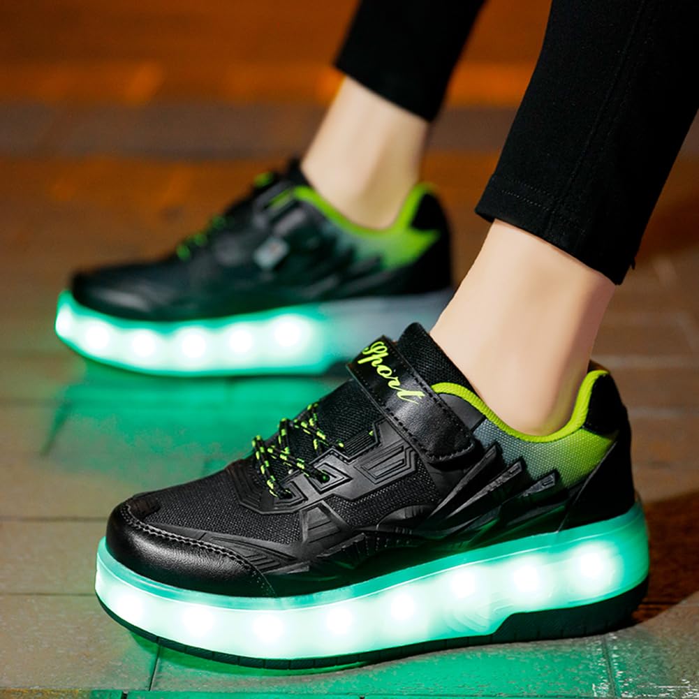 LED Roller Shoes PU Wheels shoes Black