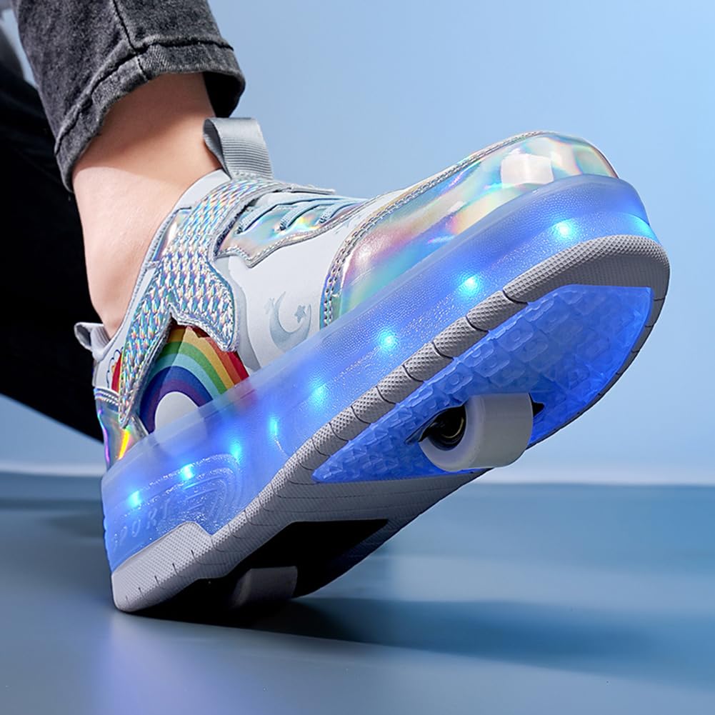 LED Roller Shoes PU Wheels shoes Silver