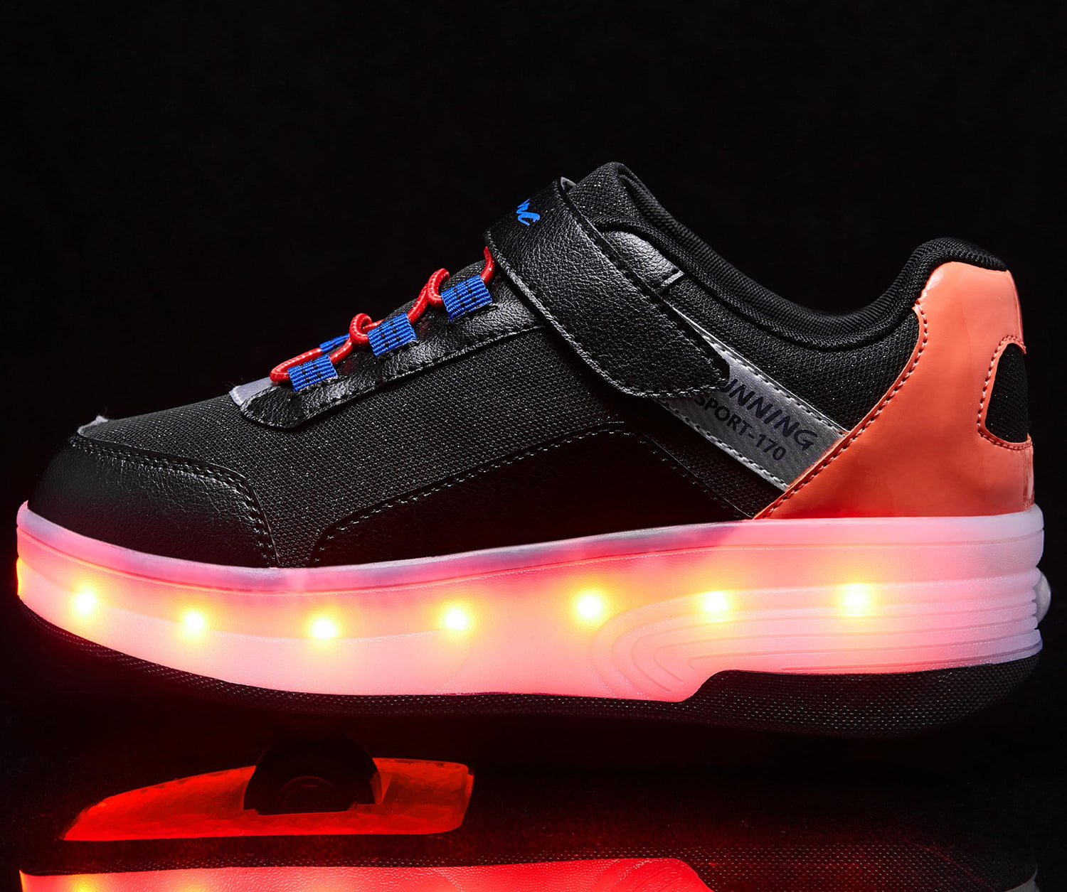 LED Roller Shoes PU Wheels shoes Black