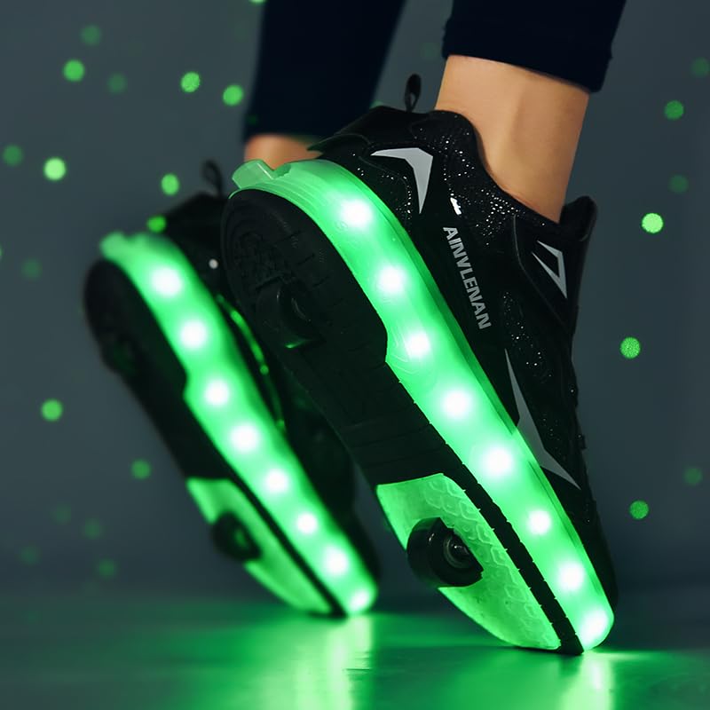 LED Roller Shoes PU Wheels shoes Black