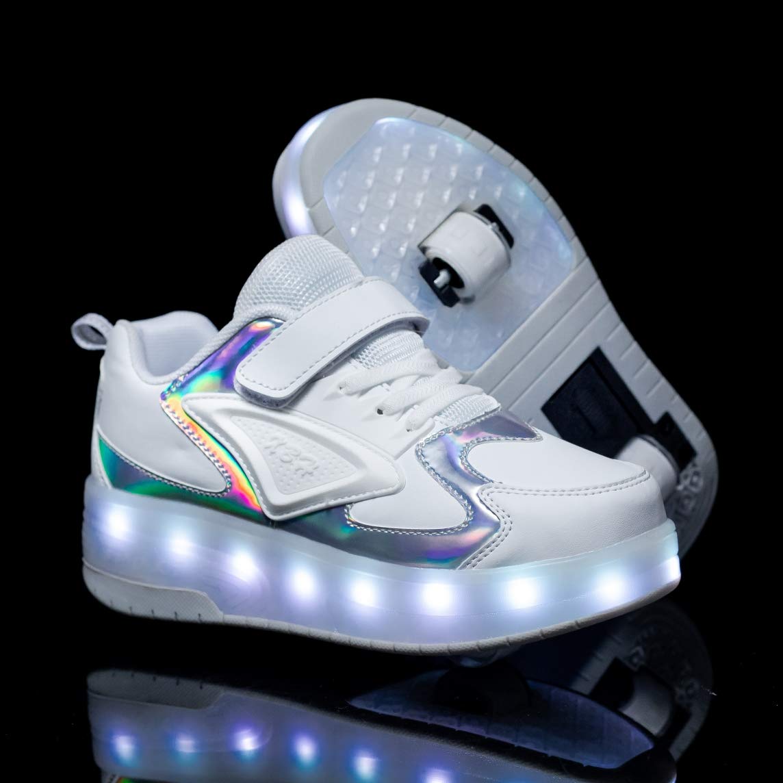 LED Roller Shoes PU Wheels shoes White