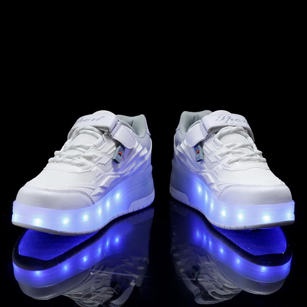 LED Roller Shoes PU Wheels shoes White