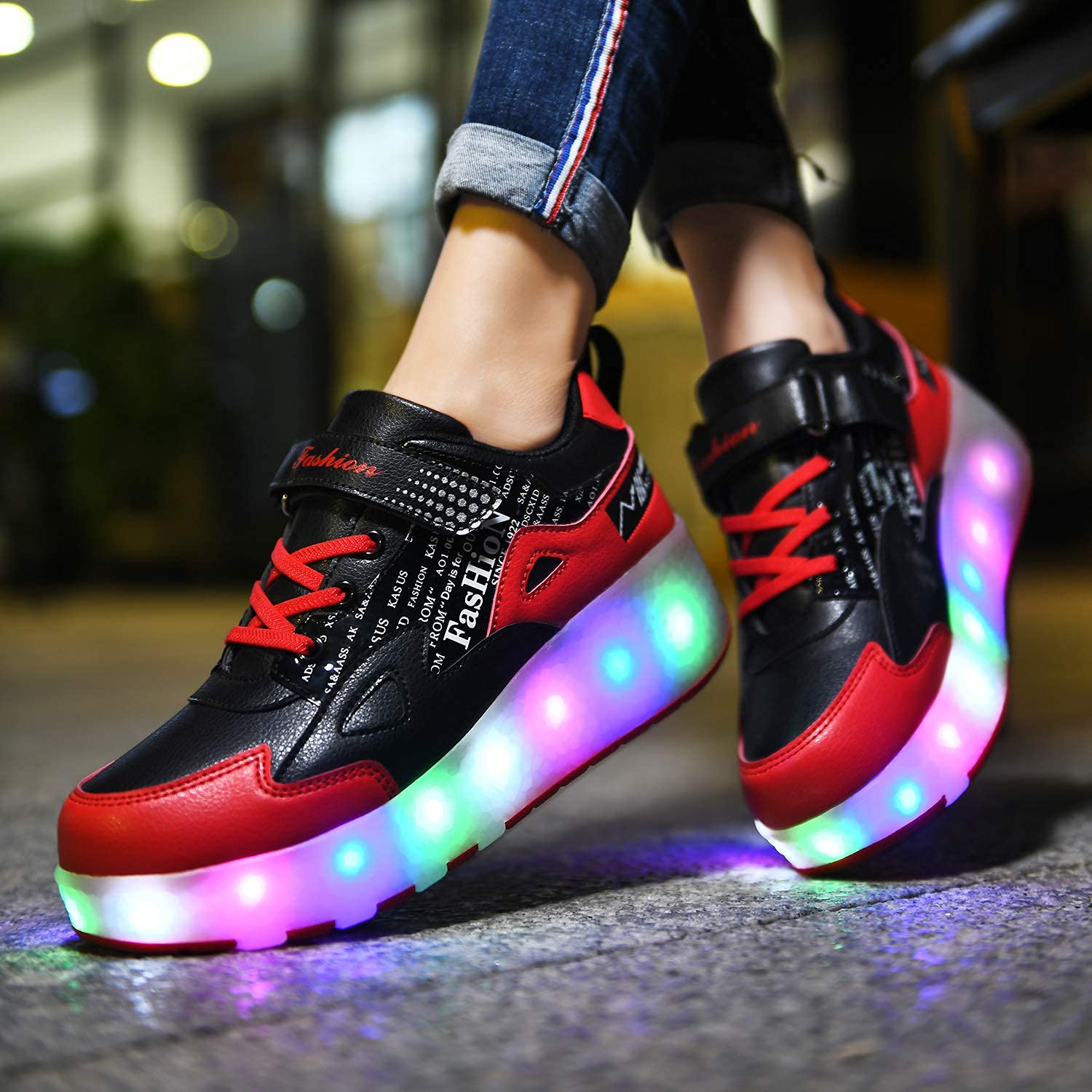LED Roller Shoes PU Wheels shoes Red