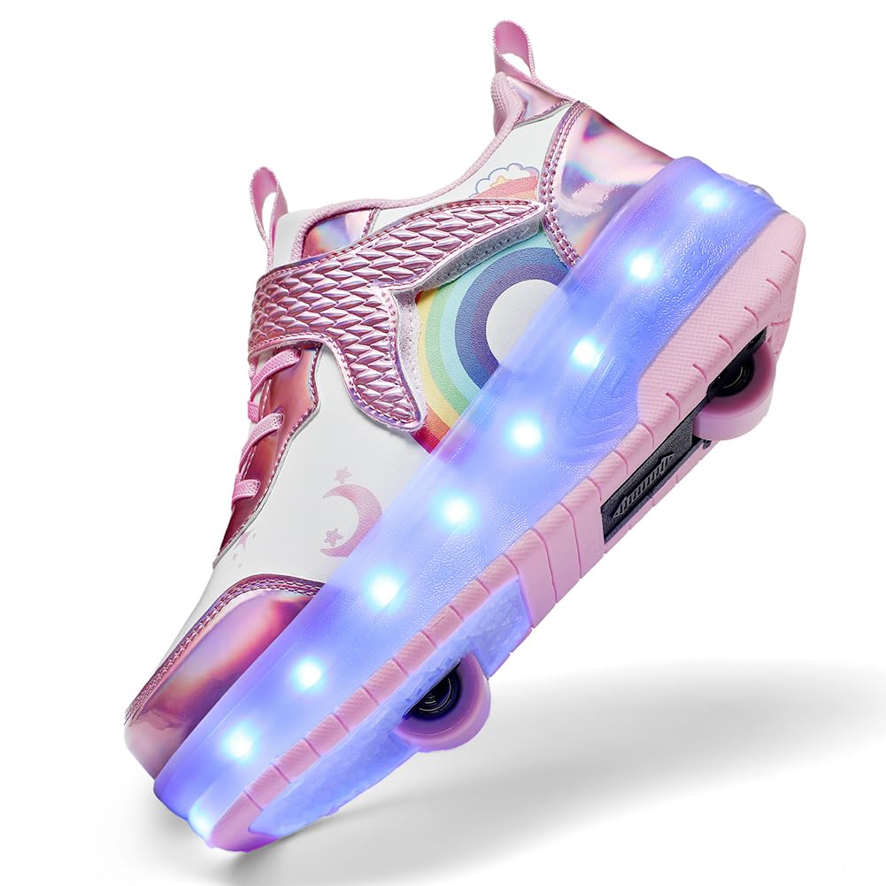 LED Roller Shoes PU Wheels shoes Pink
