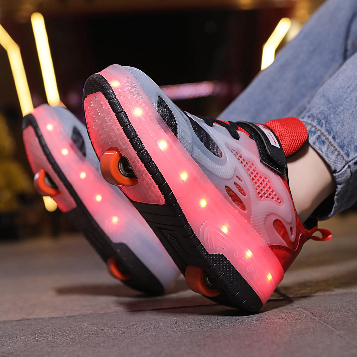 LED Roller Shoes PU Wheels shoes Red