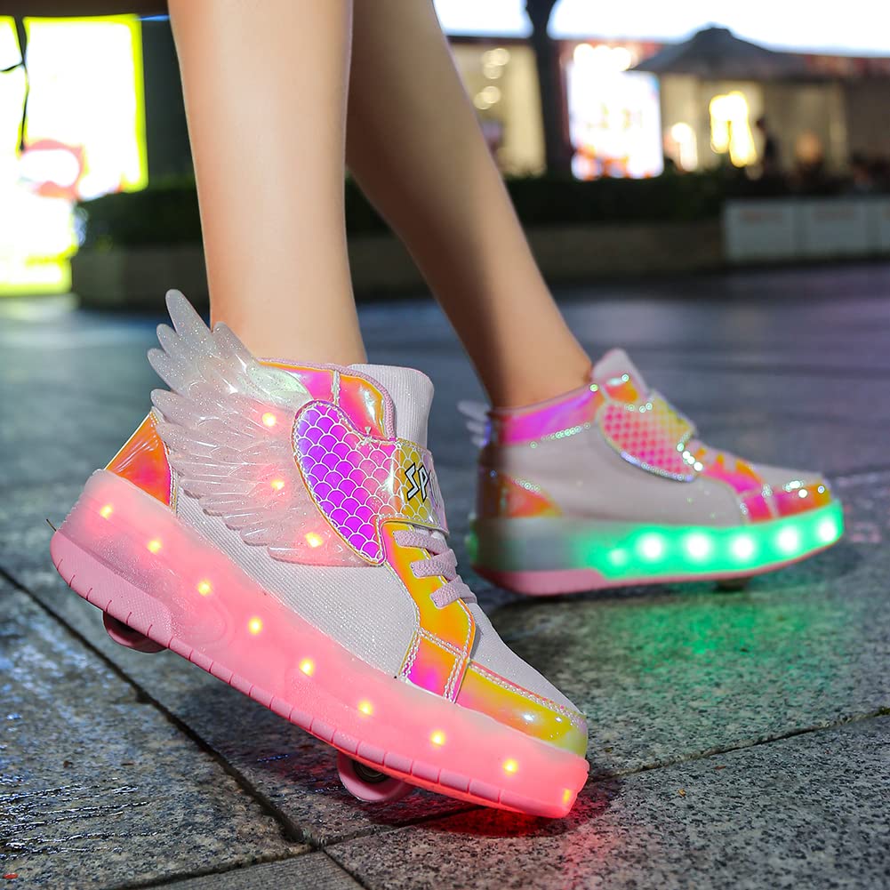 LED Roller Shoes PU Wheels shoes Pink