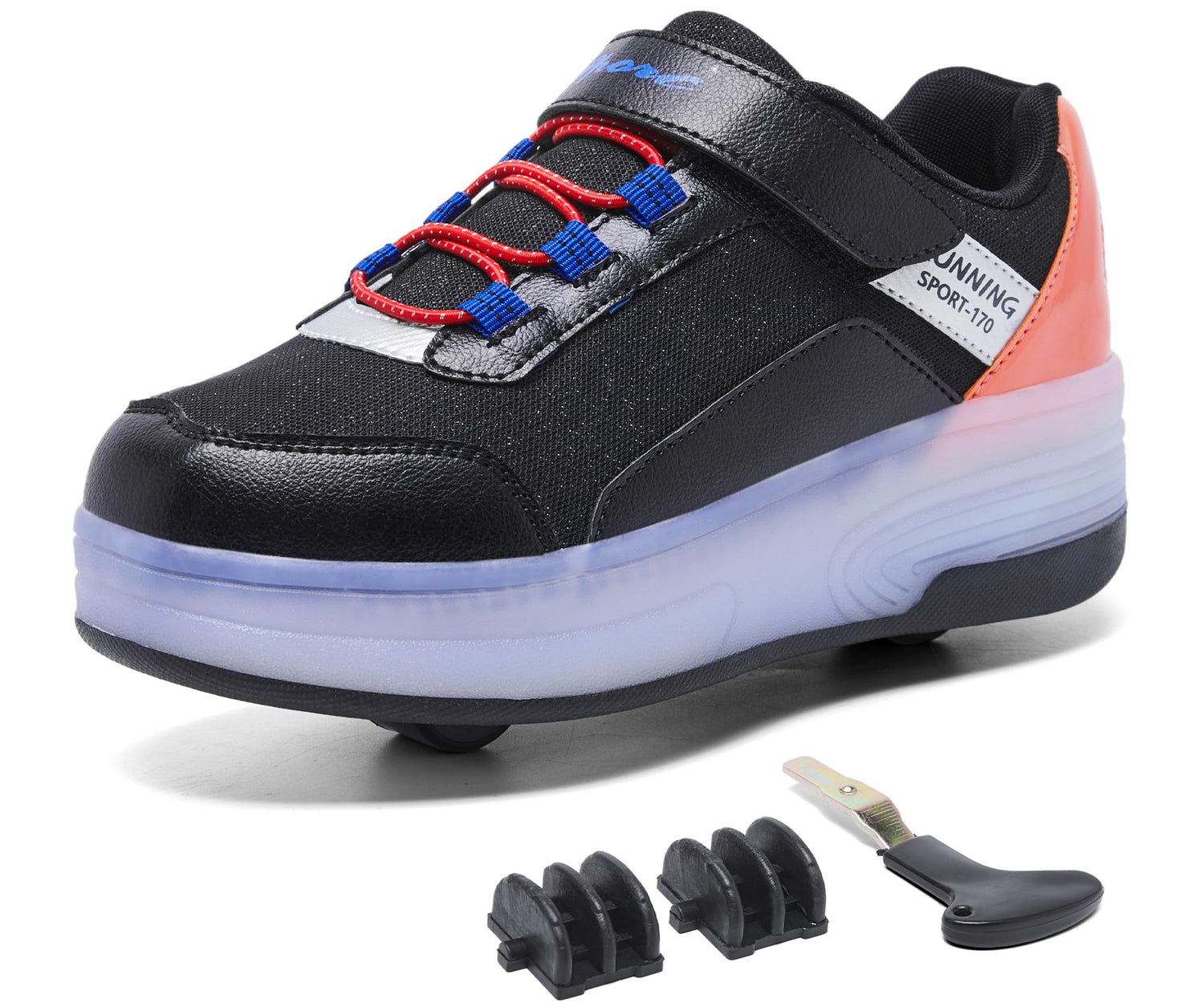 LED Roller Shoes PU Wheels shoes Black