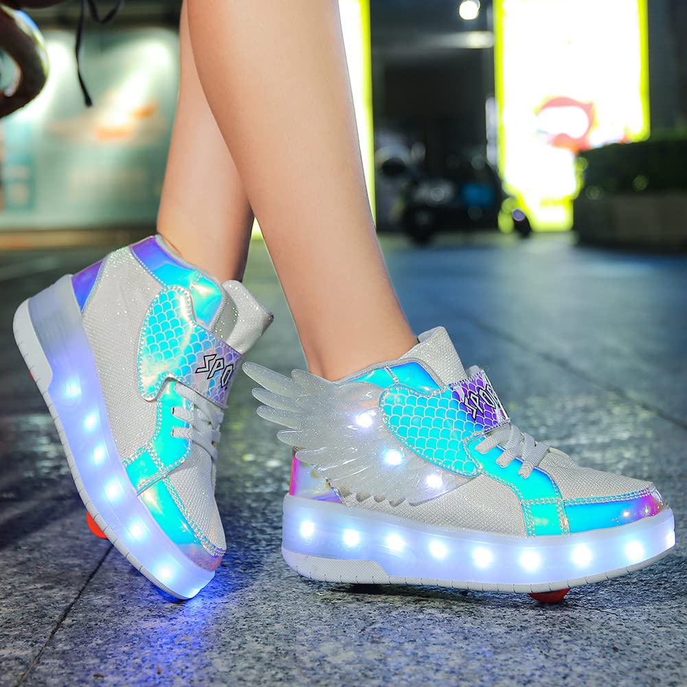 LED Roller Shoes PU Wheels shoes White