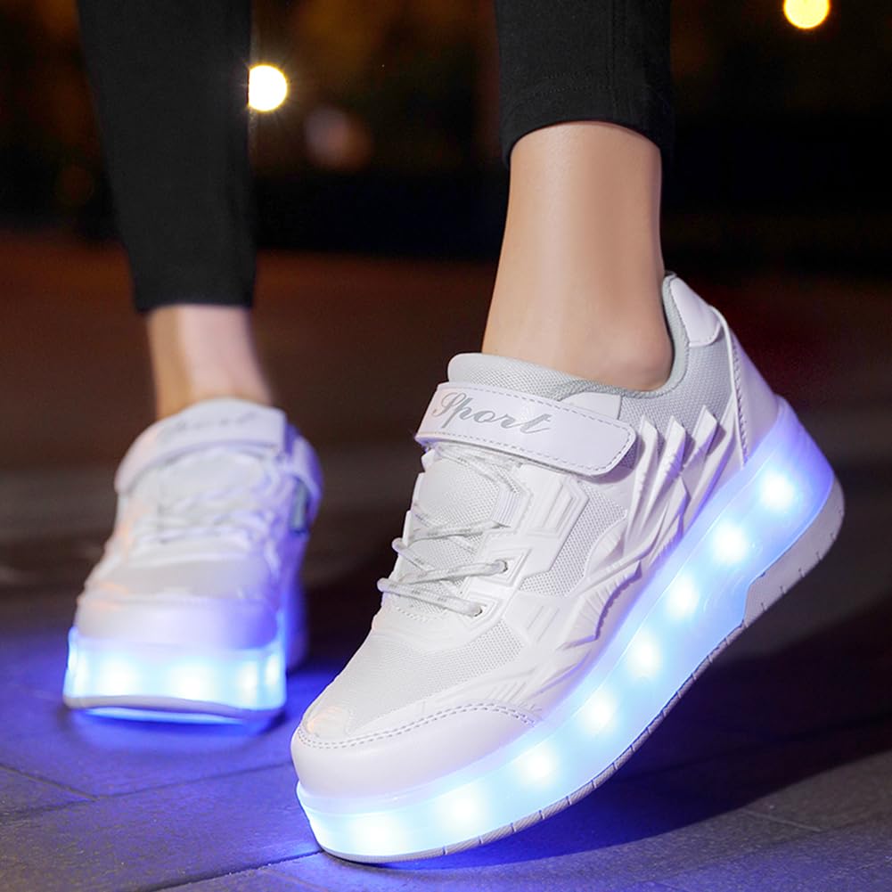 LED Roller Shoes PU Wheels shoes White