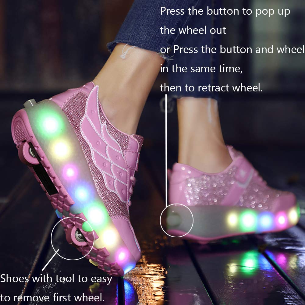 LED Roller Shoes PU Wheels shoes Pink