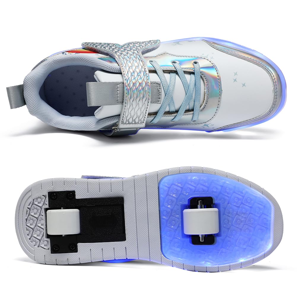 LED Roller Shoes PU Wheels shoes Silver