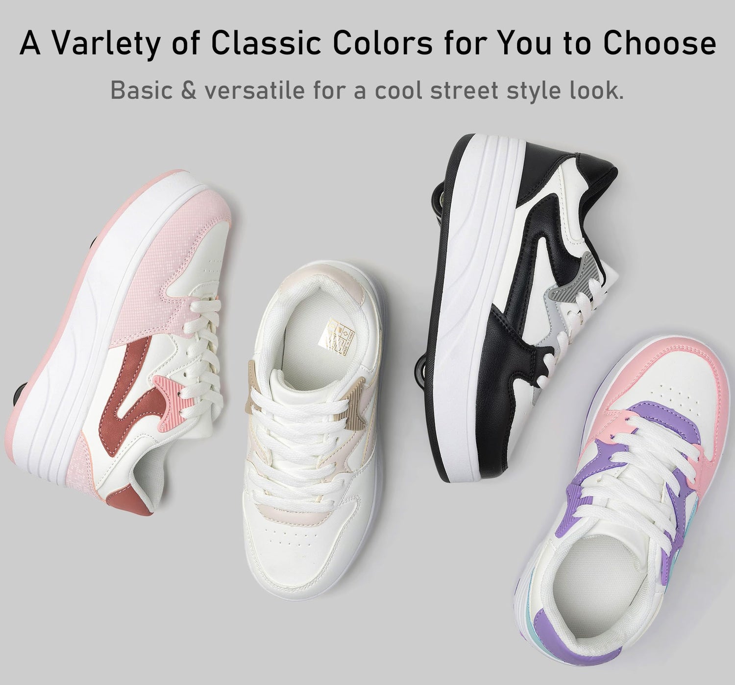 4 Wheels Roller Shoes PU Wheels shoes Pink