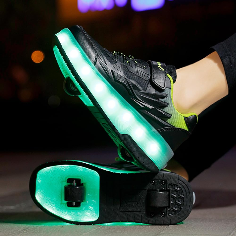 LED Roller Shoes PU Wheels shoes Black