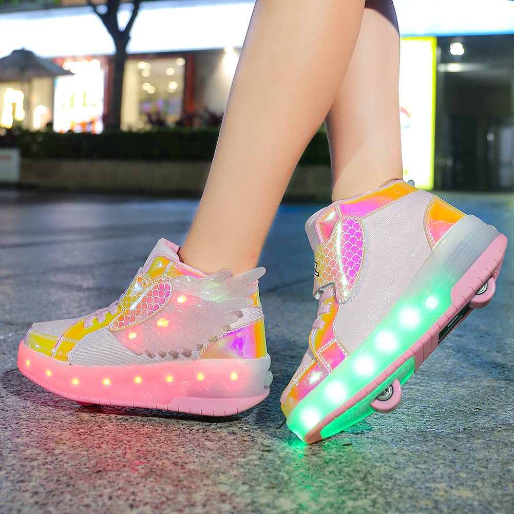 LED Roller Shoes PU Wheels shoes Pink