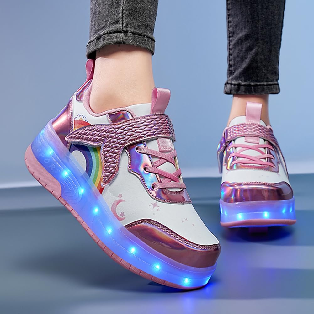 LED Roller Shoes PU Wheels shoes Pink