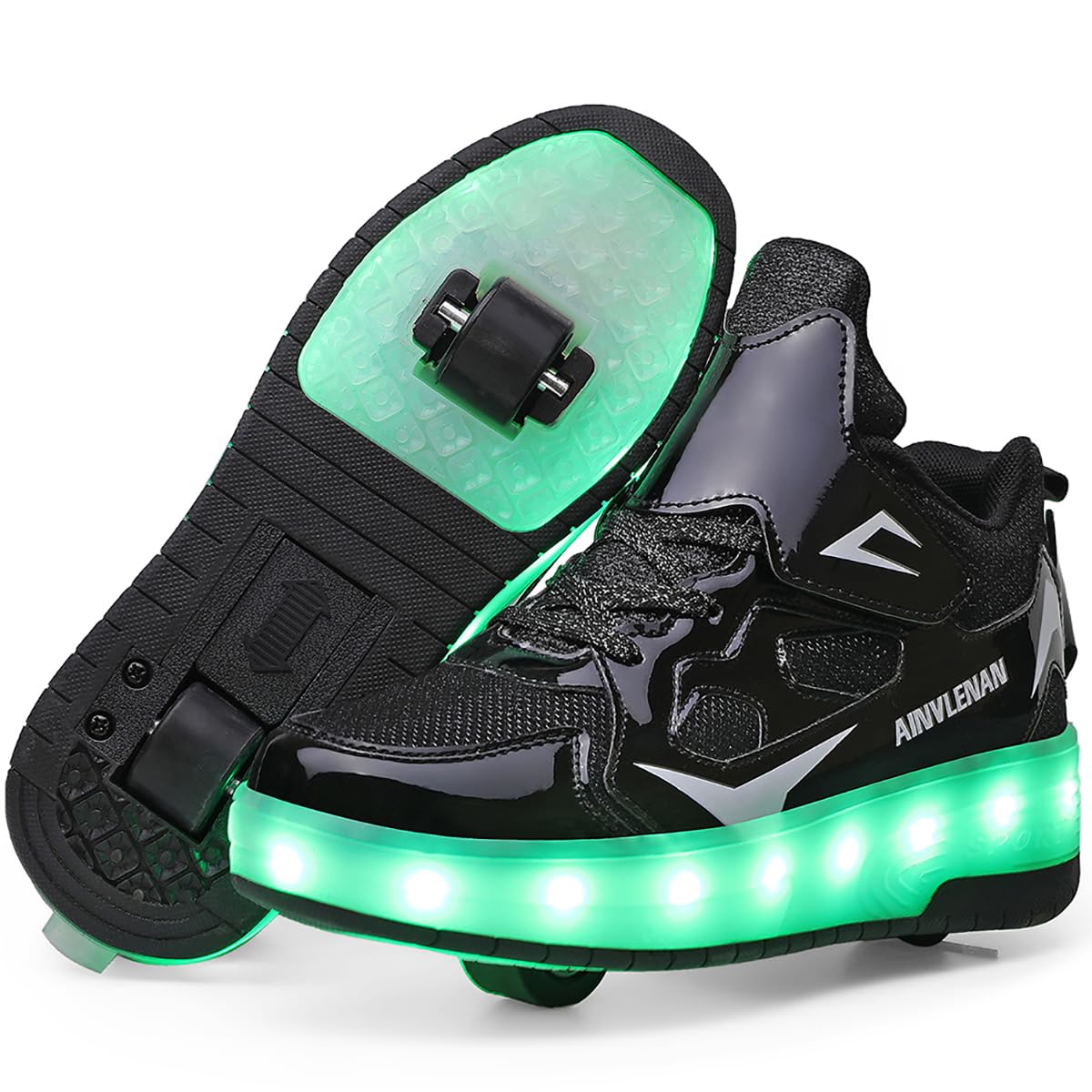 LED Roller Shoes PU Wheels shoes Black