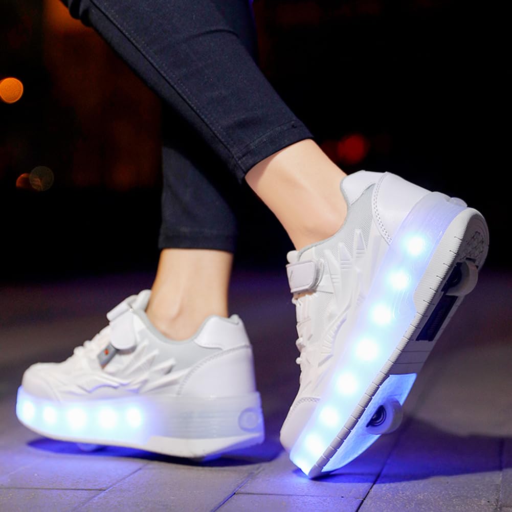 LED Roller Shoes PU Wheels shoes White