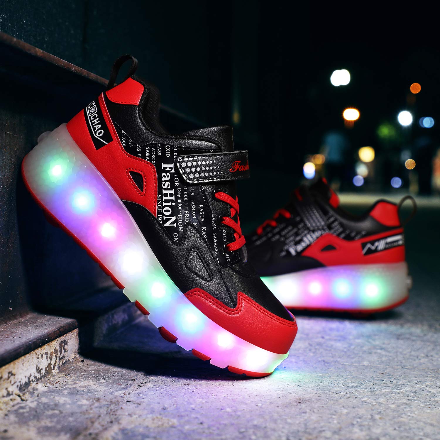 LED Roller Shoes PU Wheels shoes Red