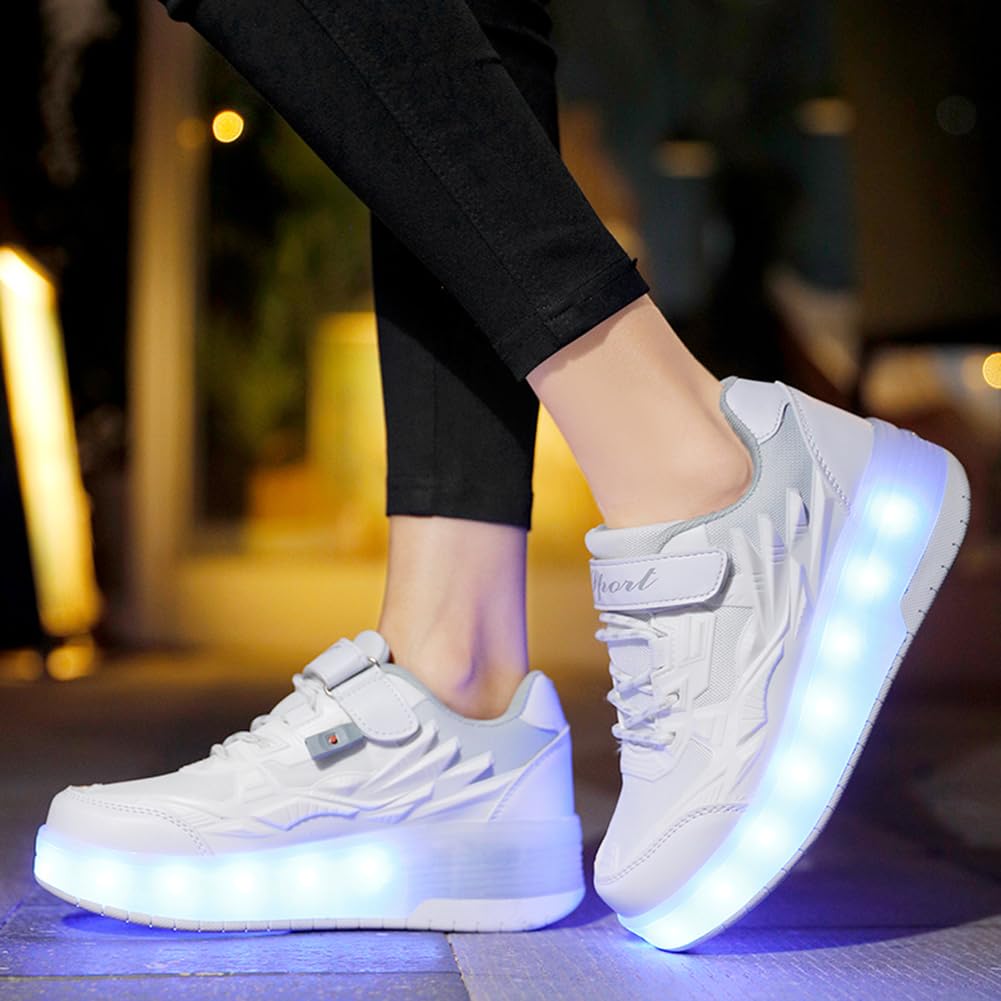 LED Roller Shoes PU Wheels shoes White