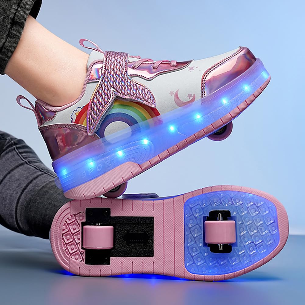 LED Roller Shoes PU Wheels shoes Pink