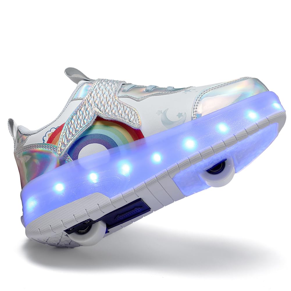 LED Roller Shoes PU Wheels shoes Silver
